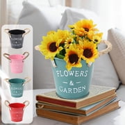 Iron Flower Pots Black Iron Flower Pot Bucket Vintage Metal Planter for Outdoor Plants Desktop Decor and Cultivation(1Pcs) Rkxzt