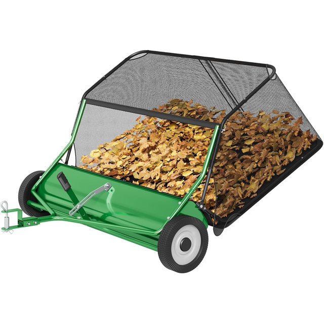 Bingirl 42 in Wide Tow Behind Lawn Sweeper 12 Cu Ft Large Hopper Capacity Tool Free Adjustable Sweeping Height Quick Assembly for Tractor ATV UTV