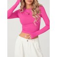 thumbnail image 4 of Faithtur T-shirt pour Femmes, Manches Longues Col Rond Ajusté Crop Top avec Trous pour les Pouces pour Usage Quotidien, 4 of 9