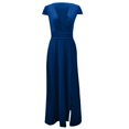 thumbnail image 4 of DPTALR Robe de Soirée pour Femmes à Manches Courtes, Col en V Profond, Jupe Longue, Couleur Unie, Fente Haute, pour Grandes Occasions, 4 of 4