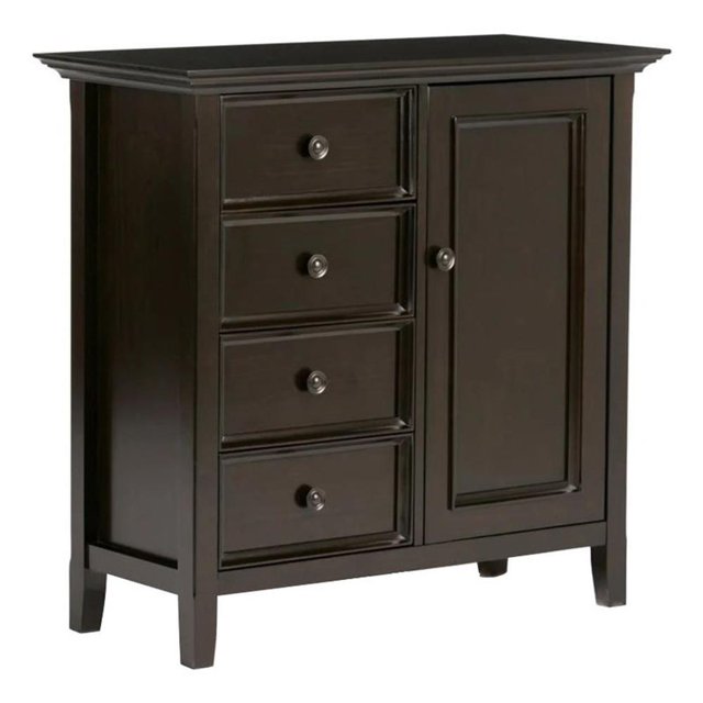 Pemberly Row Armoire de Rangement en Bois Massif de Style Mi-Siècle, Brun Hickory