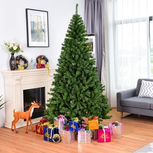 Costway 7.5FT PVC Artificial Christmas Tree 1346 Tips Premium Hinged w/ Solid Metal Leg