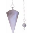 thumbnail image 1 of Angelstones Natural Gray Agate Gemstone Rock Crystal Hexagonal Pointed Reiki Chakra Pendant Pendulum, 1 of 2