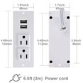thumbnail image 3 of Barre d'Alimentation de Bureau avec 2 Prises, 2 Ports USB, Barre Encastrée Encastrable, 3 of 6