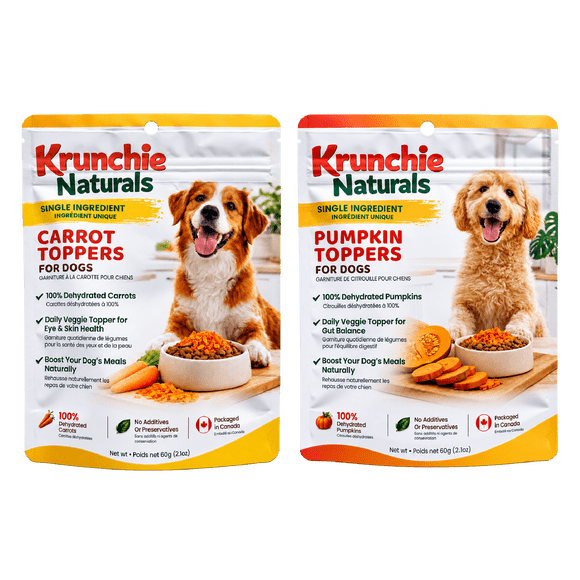 Dog Food Topper for Dogs – Pumpkin & Carrot Duo | Single Ingredient Dehydrated Vegetable Toppers | 100% Real Vegetables