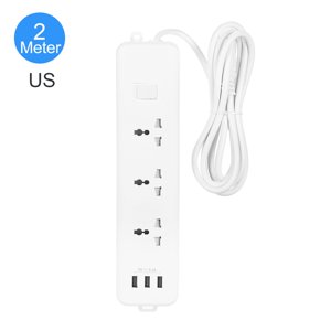 Mistaha Power Strip Multi Outlet Socket with 2-Meter Long Cord 3 Outlet 3 USB Port