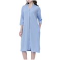 thumbnail image 1 of SNNROO Women Button down Robe 3/4 Sleeve Nightgowns Lightweight Bathrobe Sleepwear Loungewear with Pockets, 1 of 5