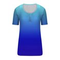 thumbnail image 2 of UPPADA Women's Summer Tops Short Sleeve V Neck Ribbed Knit Tees Trendy Button Front T Shirts Henley Solid Color Shirts Vacation Oufits Blue,S, 2 of 4
