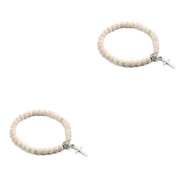 Youkk Lightweight Cross Pendant Bracelets For Effortless Style Unisex Beaded Bracelets Yellow thread pine 2Set