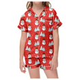 thumbnail image 1 of WEAIXIMIUNG Kids' Christmas Classic Print Button Down Collar Short Sleeve Top & Shorts Pajama Set 2-3 Years, 1 of 6