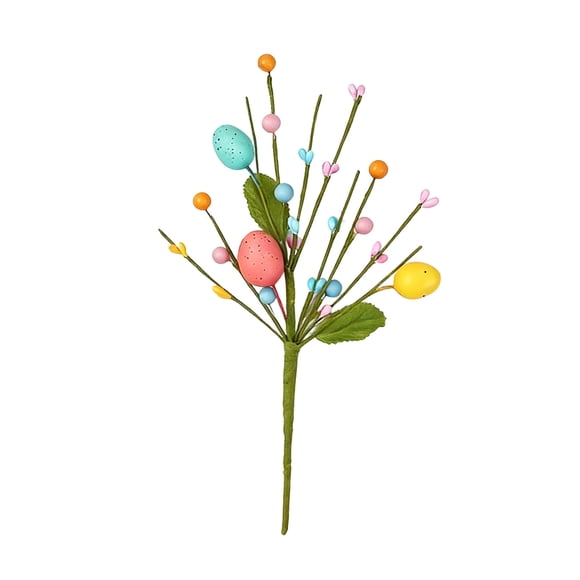 Plastic Easter Eggs Artificial Branch 40Cm with Lifelike Berry and Eggs Decorations for Easter Home