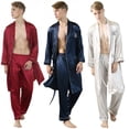 thumbnail image 4 of Clearance! Men‘s Solid Color Satin Pajama Pant Comfy Soft Loose Sleep Pants Long Bottoms, 4 of 6