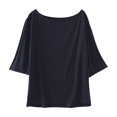 thumbnail image 1 of Birdeem T-Shirt Femme Col Rond Couleur Unie Manches Courtes Ample, 1 of 12