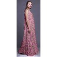 thumbnail image 4 of Bimba Chemise de Nuit Imprimée Fleurs et Feuilles Aquarelle Rose Clair pour Femmes Robe Maxi à Bretelles Spaghetti Grande Taille, 4 of 5