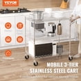 thumbnail image 2 of VEVOR Chariot Utilitaire de Cuisine, 3 Niveaux, Chariot Roulant en Fil Métallique Capacité de 661 Lb avec Panier Profond de 80 mm et Poignée Courbée, 2 of 9