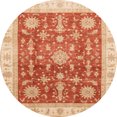 thumbnail image 1 of Ahgly Company Tapis d'Intérieur Ronds Abstraits Orange Rouge de Style Oriental, 8 Pieds Rond, 1 of 6