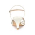 thumbnail image 2 of BLISSFUL STEP Women's Shoes Rhinestone Ankle Strap Kitten Heel Open Toe PU Buckle Sandals  White 7, 2 of 7
