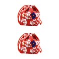 thumbnail image 3 of VONKY Japanese Drawstring Bag Coin Purse Food Pouch Durable and Portable Red 14x12x16cm 2Set, 3 of 6