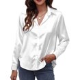 thumbnail image 2 of Innerwin Tops Lapel Neck Women Shirts Work Button Down Single Breasted Blouse White S, 2 of 7