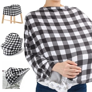 The Peanutshell 6 in 1 Multi Use Nursing cover Buffalo check cover for Nursing, car Seat, High chair, Shopping cart, Blanket, Breastfeeding ScarfA