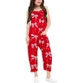 thumbnail image 1 of Girls Overall Bow Print Summer Rompers for Girls Sleeveless Rompers with Pockets Girls Outfits Size 13-14 Y, 1 of 6