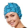 thumbnail image 1 of Floral Petal Vintage Style Latex Swim Bathing Cap - Black, 1 of 1
