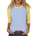 thumbnail image 2 of Mefallenssiah Blouses pour Femmes Décontractées Mode Féminine T-Shirt Imprimé Manches 3/4 Blouse Col Rond Hauts Décontractés, 2 of 5