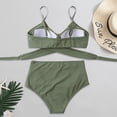 thumbnail image 3 of Pisexur Women's Push Up Bathing Suits Ruched Swimsuits Halter Bandage Two Piece Bikini High Waisted Bikini, 3 of 5