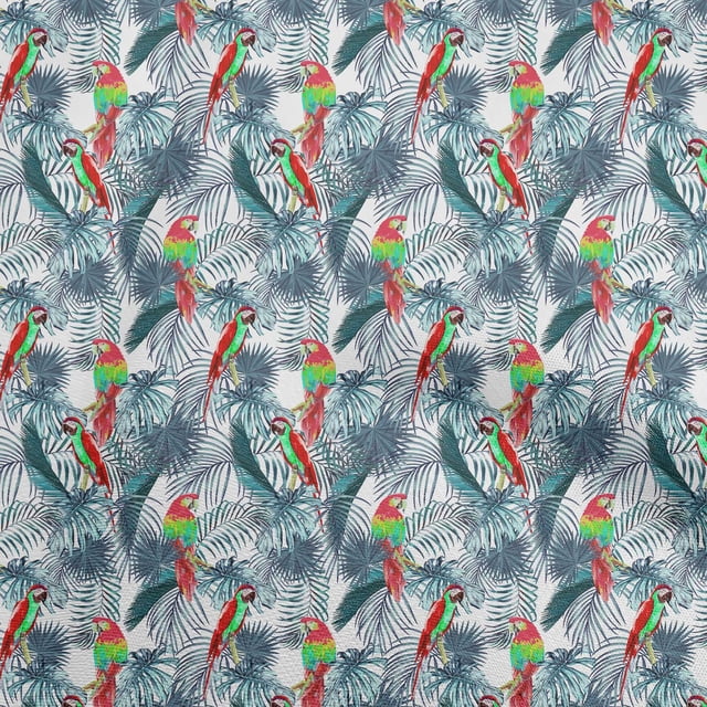 oneOone Rayon Teal Blue Fabric Tropical Leaf Sewing Craft Projects Fabric Prints By Yard 56 Inch Wide