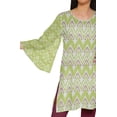 thumbnail image 4 of Moomaya Kurtis Courtes en Poly-Crêpe pour Femmes, Robe à Manches Kimono Imprimée, Haut Indien, 4 of 5