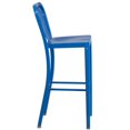 thumbnail image 3 of 30'' High Blue Metal Indoor-Outdoor Barstool with Vertical Slat Back, 3 of 9