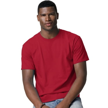 Hanes TAGLESS Men`s T-Shirt - Best-Seller, XL, Deep Red