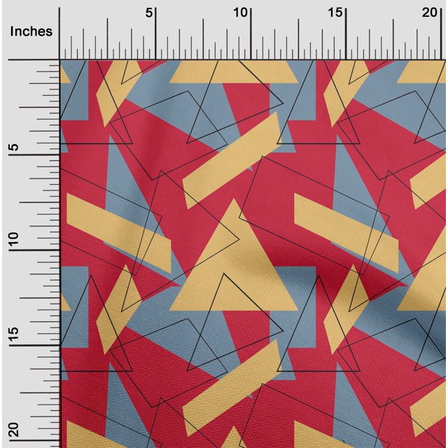 oneOone Silk Tabby Fabric Rectangle & Triangle Geometric Print Fabric By The Yard 42 Inch Wide