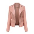 thumbnail image 2 of IROINID Veste en Faux Cuir pour Femmes Manches Longues Couleur Unie Col à Revers, Veste Confortable, 2 of 8