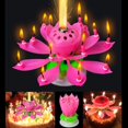 thumbnail image 5 of LAICAIW 4PCS Set Music Birthday Candle Two Layers with 14 Small Candles Musical Lotus Rotating Happy Birthday Flower Candle (Blue,Yellow,Pink,Red), 5 of 5