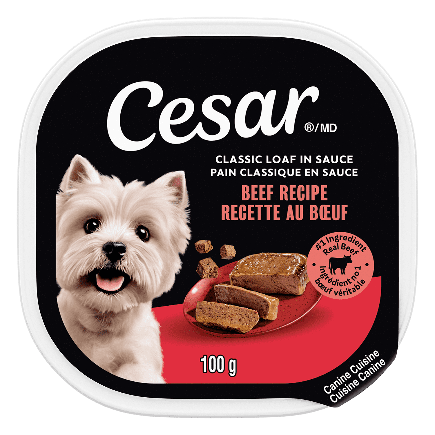 Cesar Classic Loaf in Sauce Beef Recipe Soft Wet Dog Food