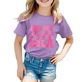 thumbnail image 1 of B91xZ Chemises de Mode pour Filles Hauts d'Été Tee Mode Teinture sur Nœuds Col Rond Manches Roulées Crop Top, Violet 90, 1 of 4