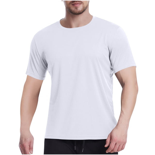 Plebaso T-Shirts Athlétiques pour Hommes Manches Courtes Col Rond T-Shirts Respirants Unis pour Course