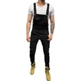 thumbnail image 1 of VEKDONE 2025 Men's Casual Denim Bib Overalls Slim One-Piece Jumpsuits Washed Jeans Ripped Long Rompers Trousers A Black,Small, 1 of 1