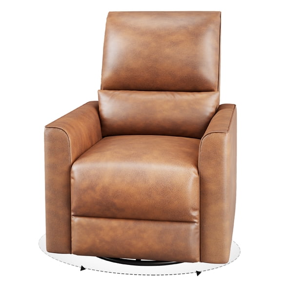 Swivel Rocking Recliner Chair for Living Room – Deep Seat PU Leather Single Sofa with High Backrest, Lumbar Support, and Padded Armrests – Comfortable Glider Rocker for Bedroom, Nursery