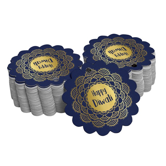 Inkdotpot Pack Of 50 Real Gold Foil Paper Tags Happy Diwali Favor Hang Tags