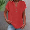 thumbnail image 2 of Hot Sale!! Mode Décontractée pour Femmes Col en V Boutonné Manches Courtes T-Shirt, 2 of 6