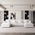 thumbnail image 1 of The Magic Home Canapé Sectionnel Modulaire en Lin en Forme de U à 4 Places, Blanc, 1 of 14