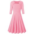 thumbnail image 3 of Jusqu'à 65 % de Rabais! Robes d'Été Mode pour Femmes 2024 Grande Taille Tempérament Manches Trois Quarts Faux Deux Pièces Encolure Patchwork Grande Jupe Robe en Dentelle, 3 of 5