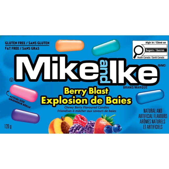 Bonbons a macher Mike and Ike Explosion de Baies Sauvage 120g Sans Gras Sans Gluten
