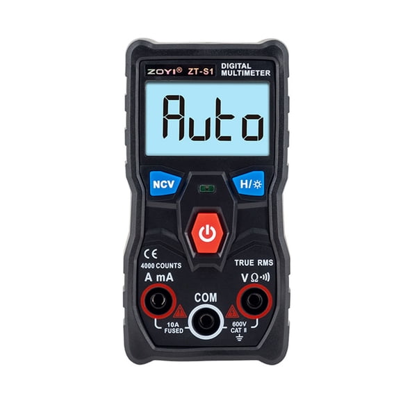 TFixol ZOYI ZT-S1 Auto-Ranging Digital Multimeter with Backlight, Flashlight, and True RMS 4000 Counts, AC/DC Voltage/Current/Resistance Tester, Ships with Battery, Black