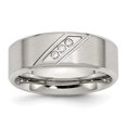 thumbnail image 1 of Stainless Steel Polished and Brushed CZ 8mm Beveled Edge Band Ring 9 Size, 1 of 7