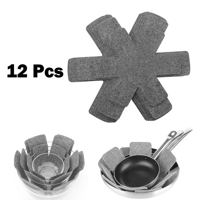 12PCS Pots and Pans Protectors Felt Pan Separators Pads Pot Dividers Pads 3 Size