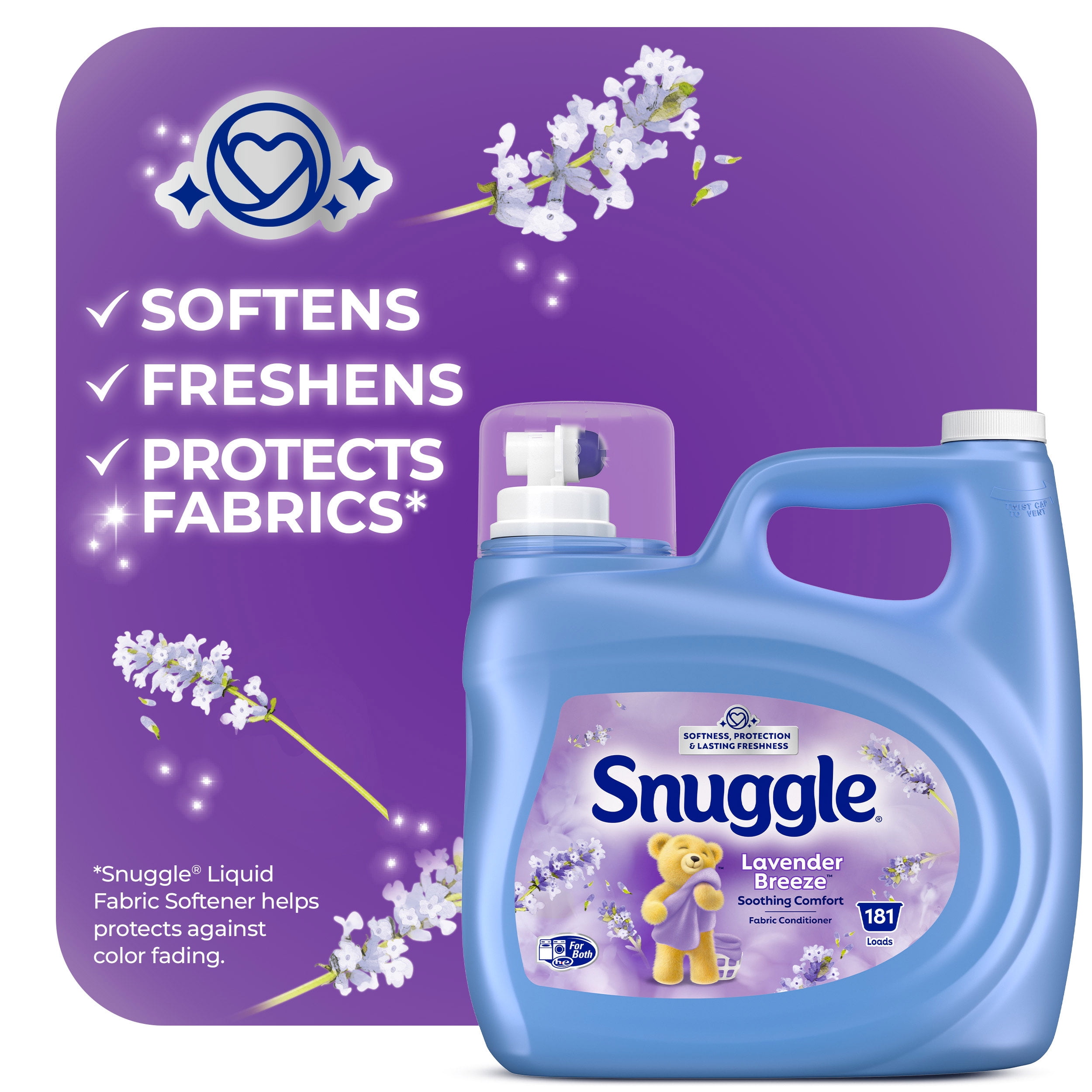 Assouplissant liquide Snuggle Brise de lavande Confort apaisant, 3,64 litres, 181 brassées