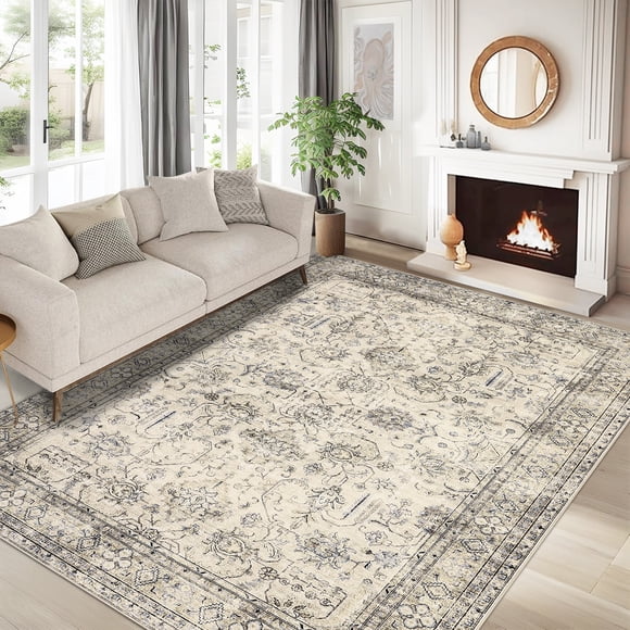 Tapis de Salon Grand Tapis d'Intérieur Lavable Antidérapant à Poil Ras Tapis Moderne Uni Jeté Couvre-Plancher Tapis Contemporain Tapis d'Accent Carpette pour Chambre Déco Maison